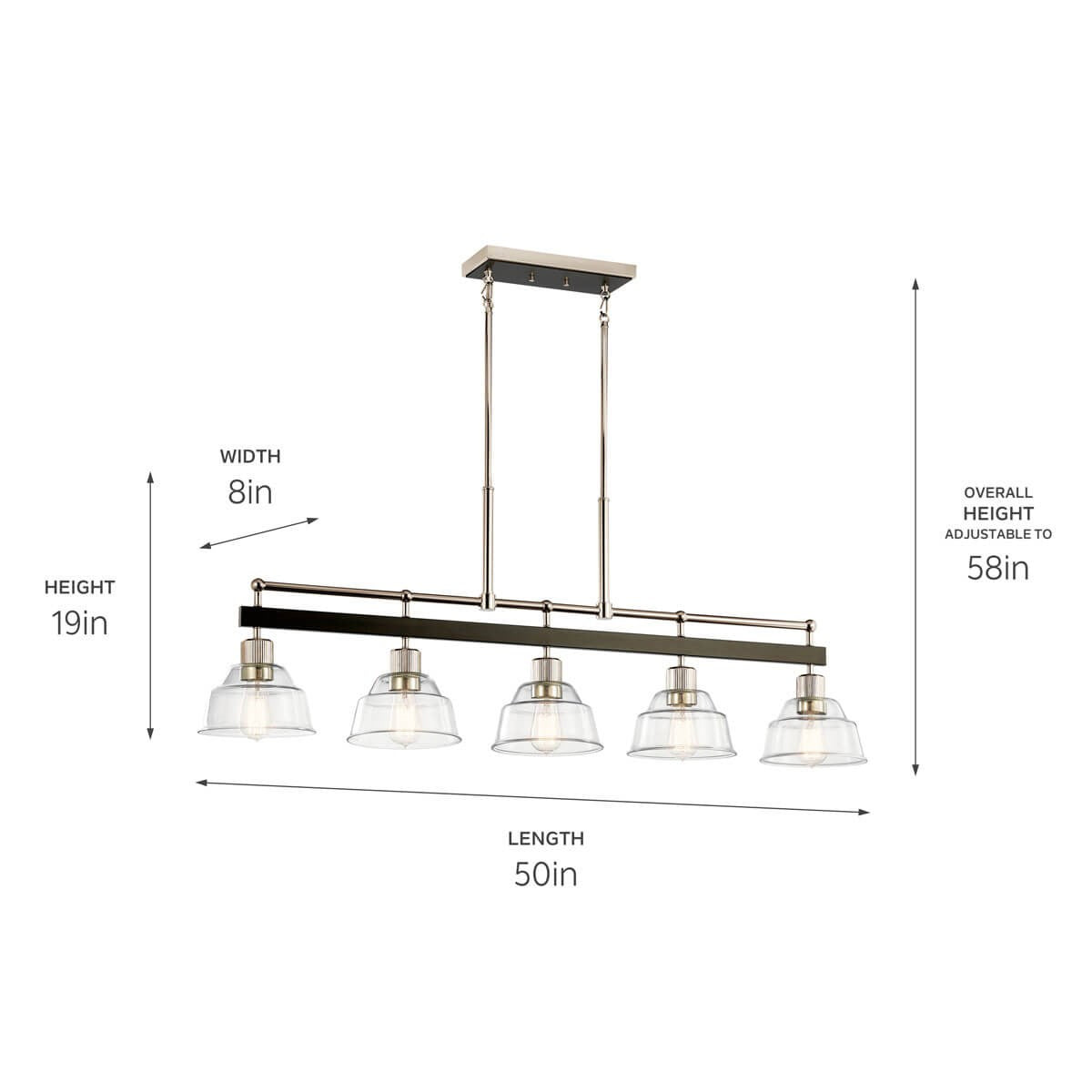 Kichler - 52404PN - Five Light Linear Chandelier - Eastmont - Polished Nickel