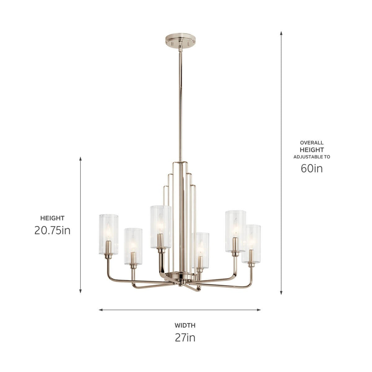 Kichler - 52411PN - Six Light Chandelier - Kimrose - Polished Nickel