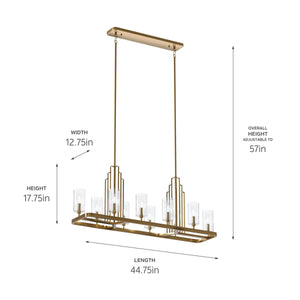 Kichler - 52413BNB - Ten Light Linear Chandelier - Kimrose - Brushed Natural Brass