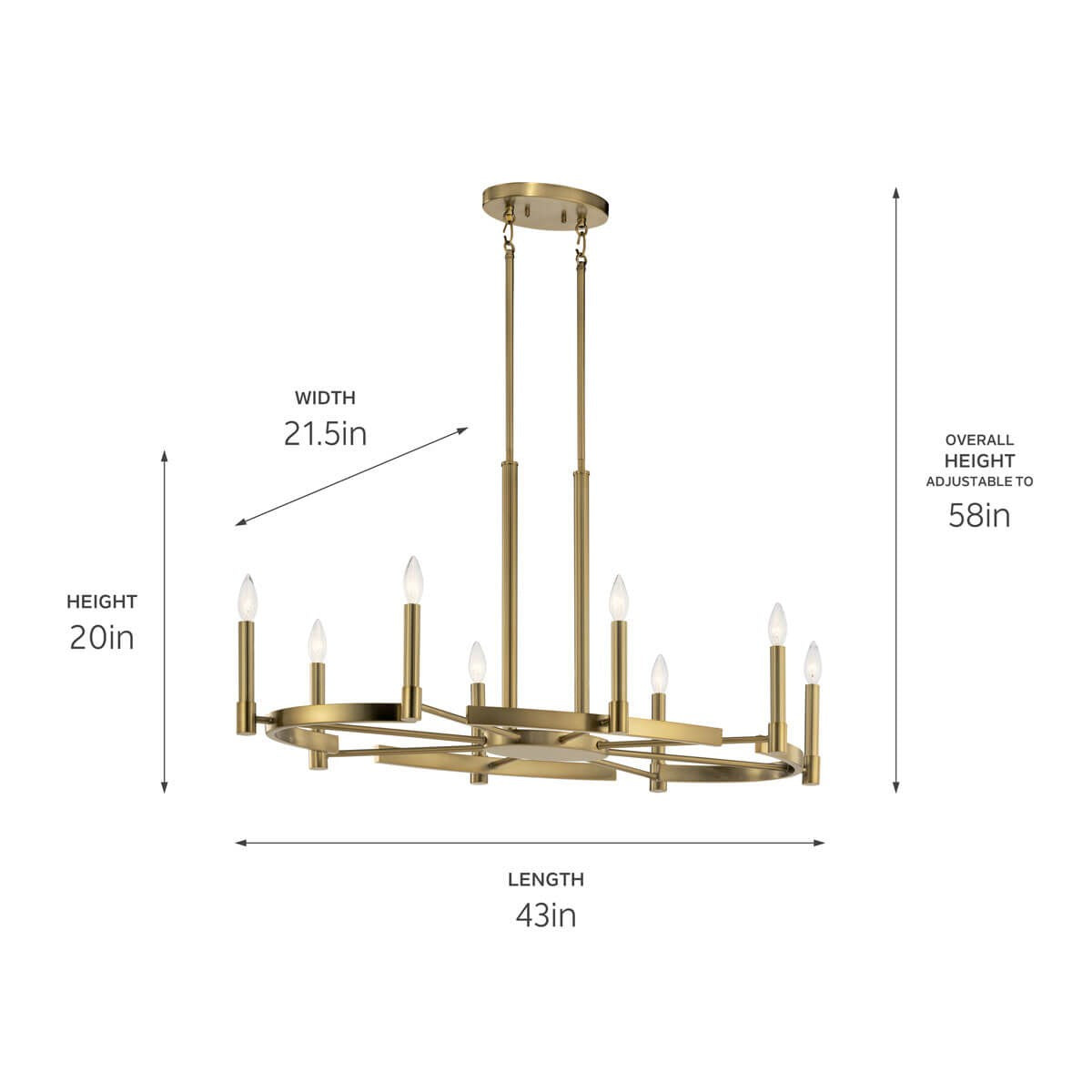 Kichler - 52429BNB - Eight Light Chandelier - Tolani - Brushed Natural Brass