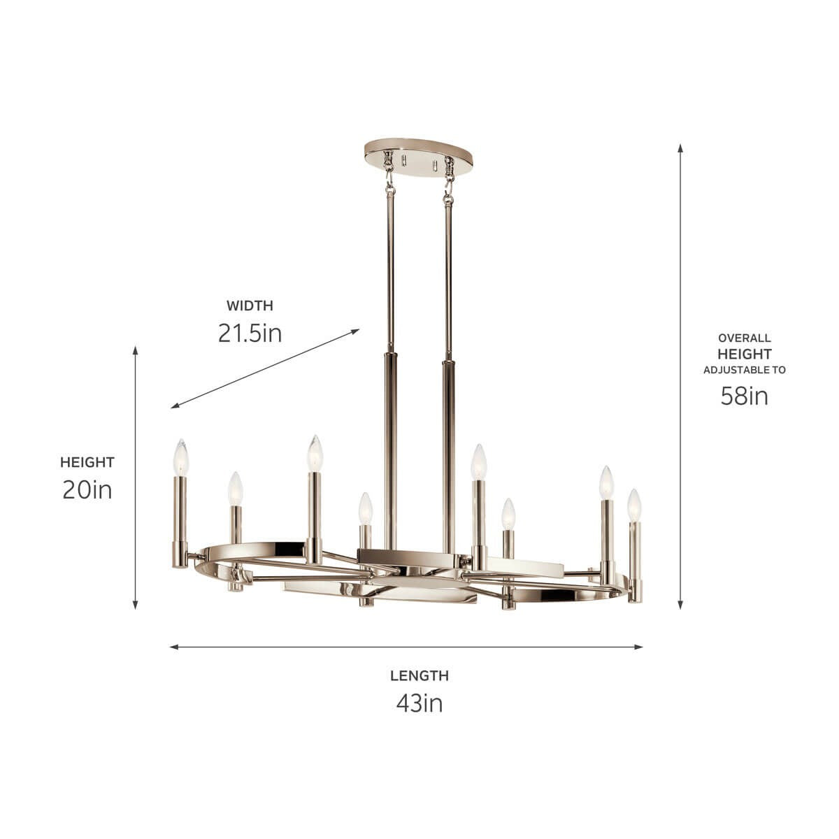 Kichler - 52429PN - Eight Light Chandelier - Tolani - Polished Nickel