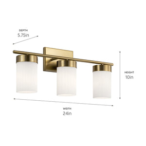 Kichler - 55112BNB - Three Light Bath - Ciona - Brushed Natural Brass