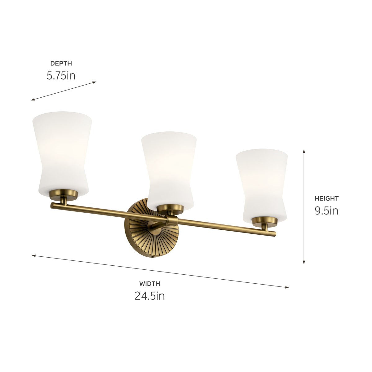 Kichler - 55117BNB - Three Light Bath - Brianne - Brushed Natural Brass