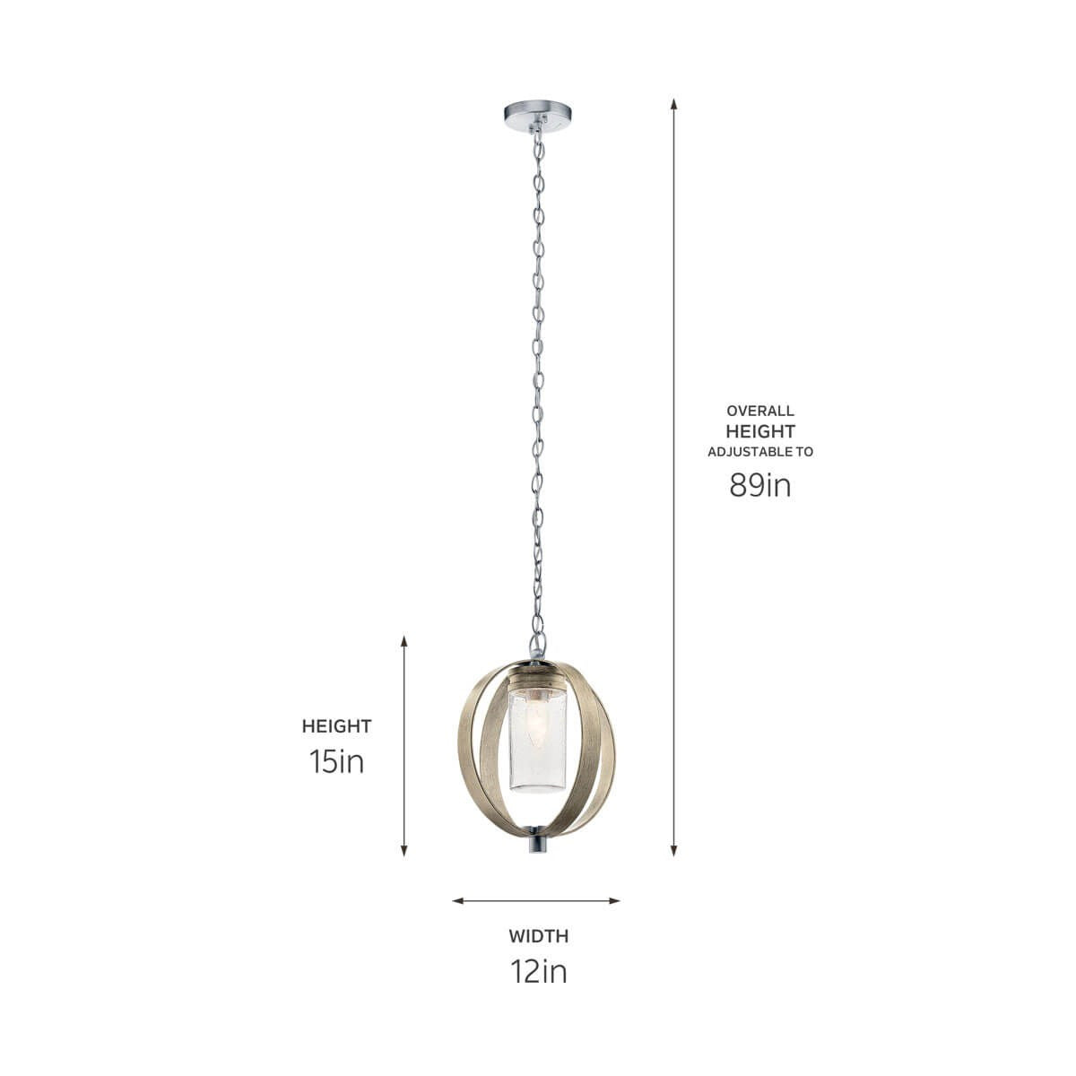 Kichler - 59069DAG - One Light Outdoor Pendant - Grand Bank - Distressed Antique Gray