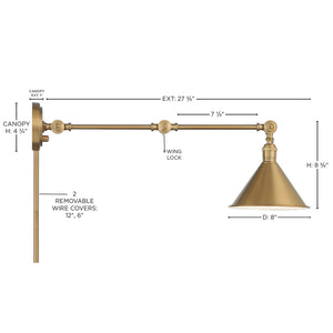 Nuvo Lighting - 60-7361 - One Light Swing Arm Wall Lamp - Delancey - Burnished Brass