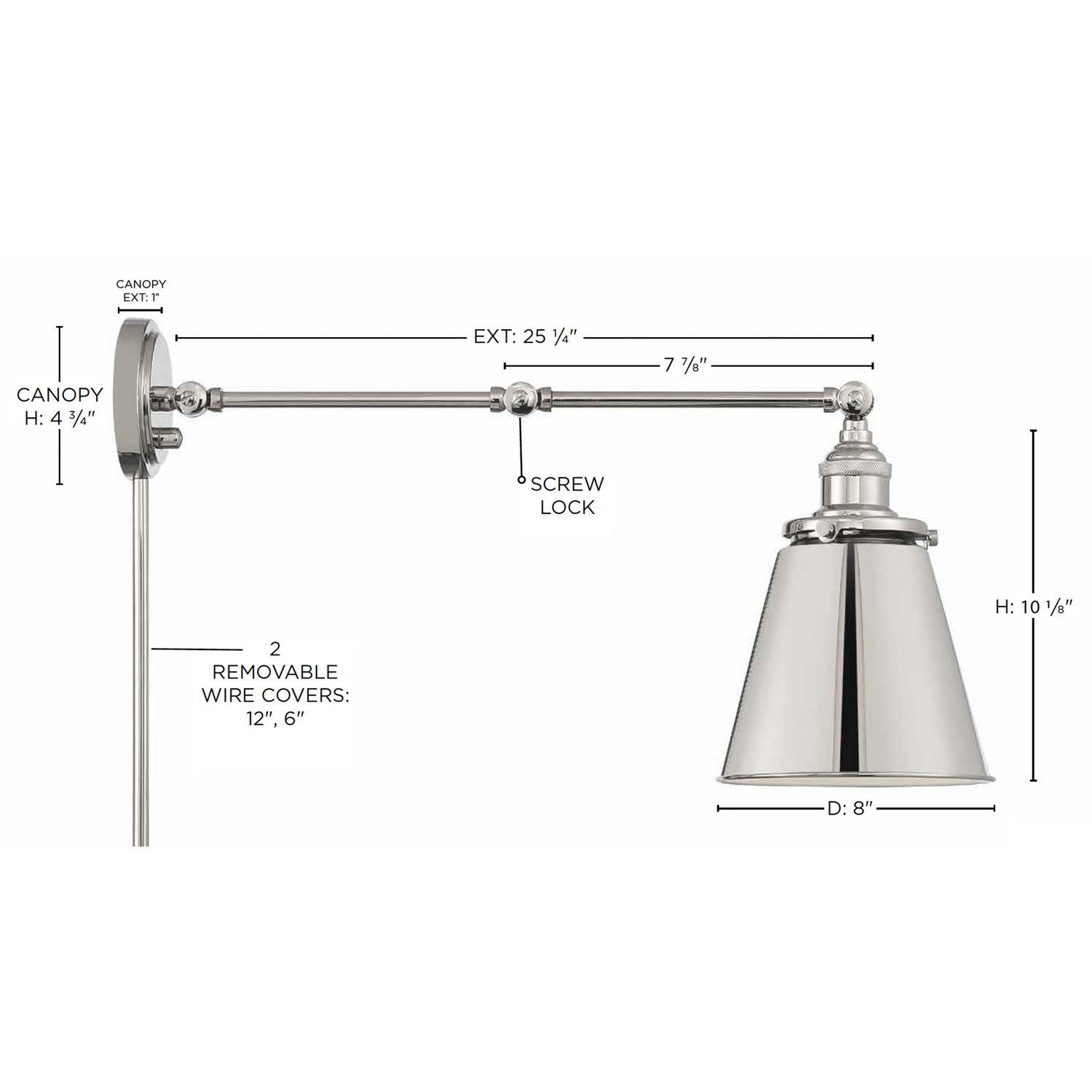 Nuvo Lighting - 60-7368 - One Light Swing Arm Wall Lamp - Bayard - Polished Nickel