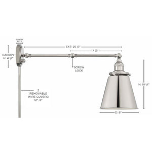 Nuvo Lighting - 60-7368 - One Light Swing Arm Wall Lamp - Bayard - Polished Nickel