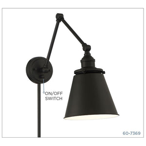 Nuvo Lighting - 60-7369 - One Light Swing Arm Wall Lamp - Bayard - Matte Black