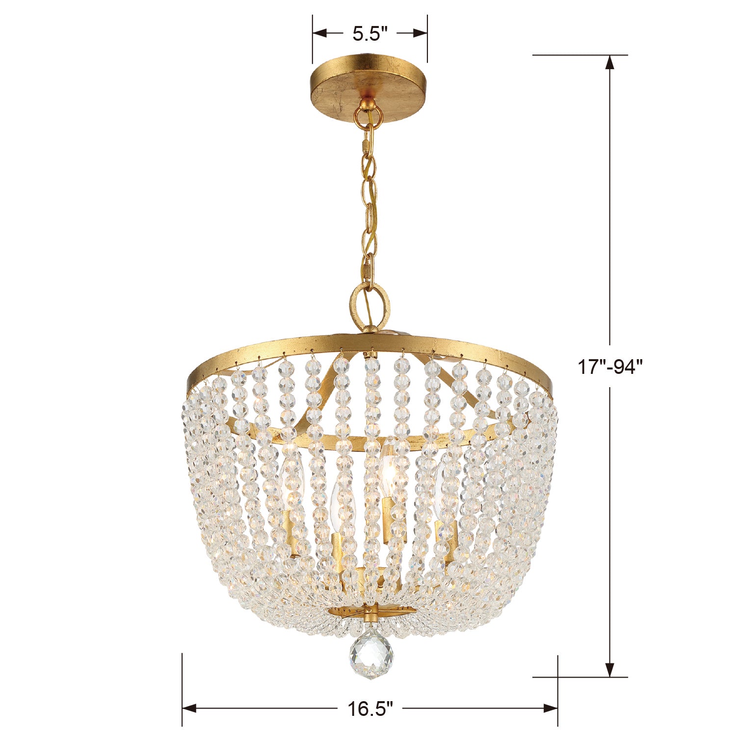 Crystorama - 604-GA - Four Light Chandelier - Rylee - Antique Gold