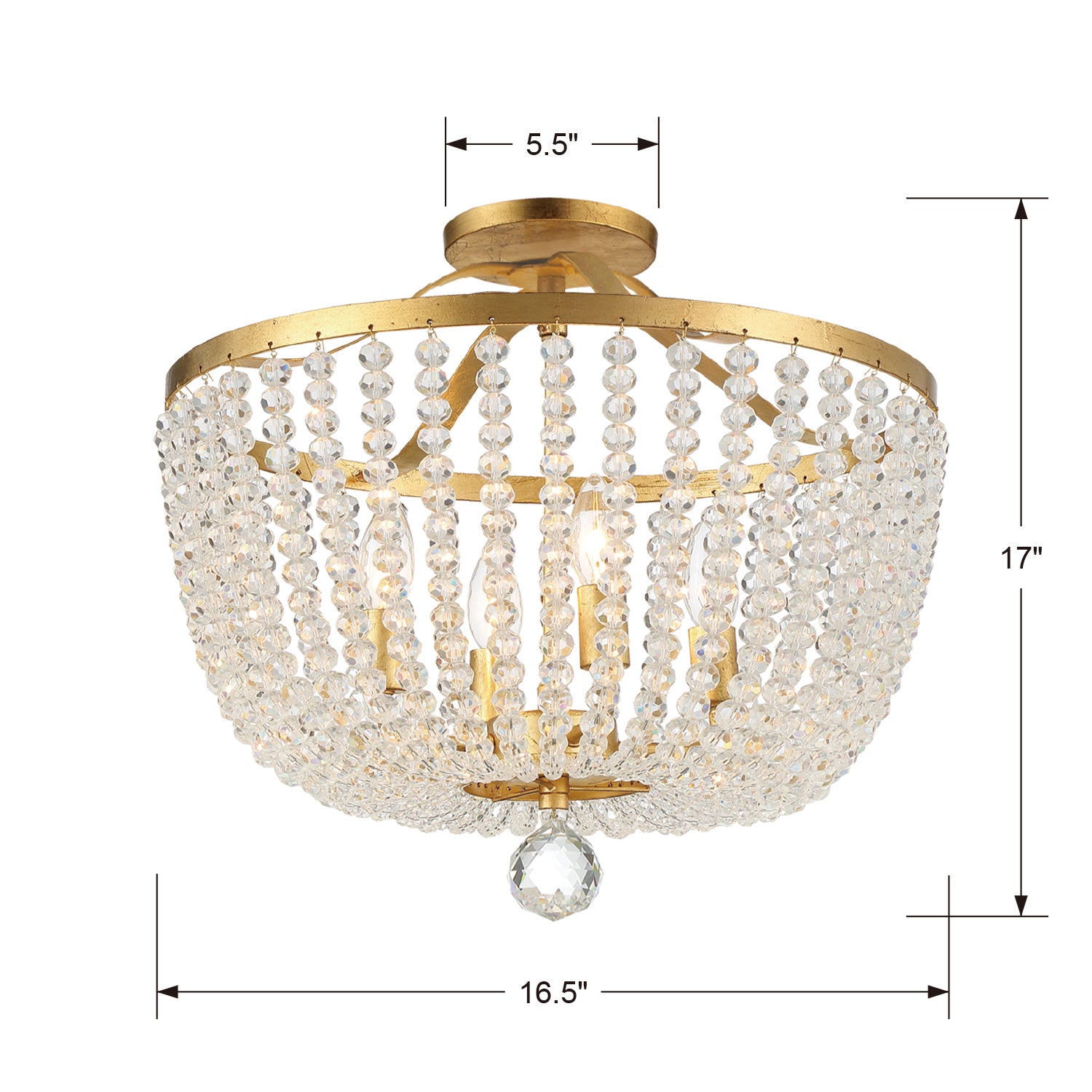 Crystorama - 604-GA_CEILING - Four Light Semi Flush Mount - Rylee - Antique Gold