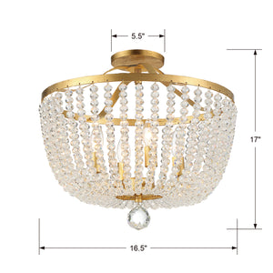 Crystorama - 604-GA_CEILING - Four Light Semi Flush Mount - Rylee - Antique Gold