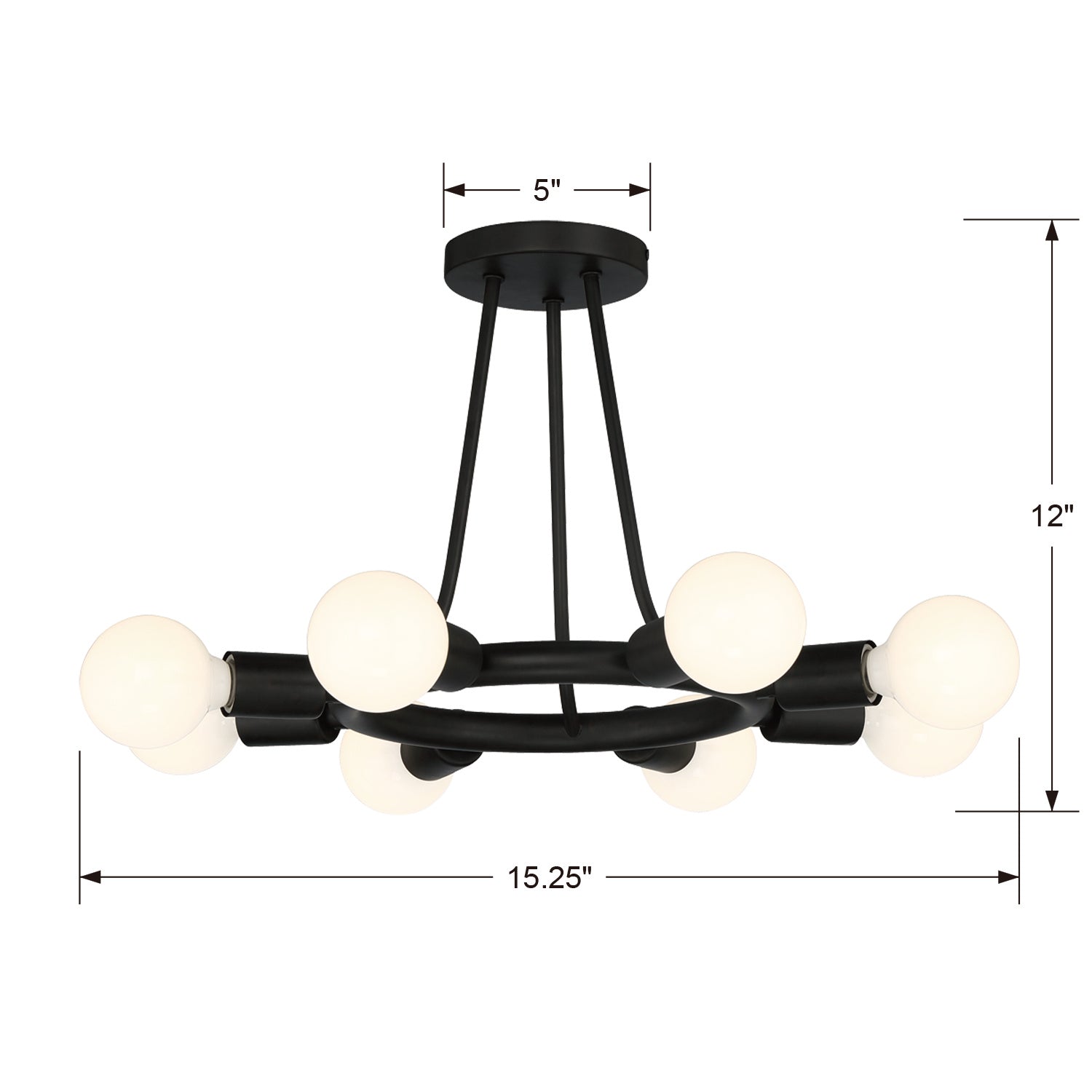 Crystorama - 9043-BK - Eight Light Semi Flush Mount - Dakota - Black