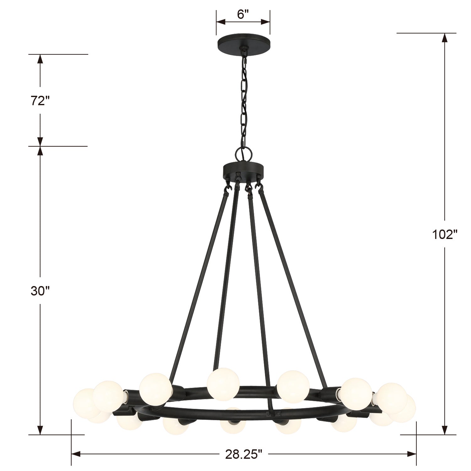 Crystorama - 9046-BK - 15 Light Chandelier - Dakota - Black