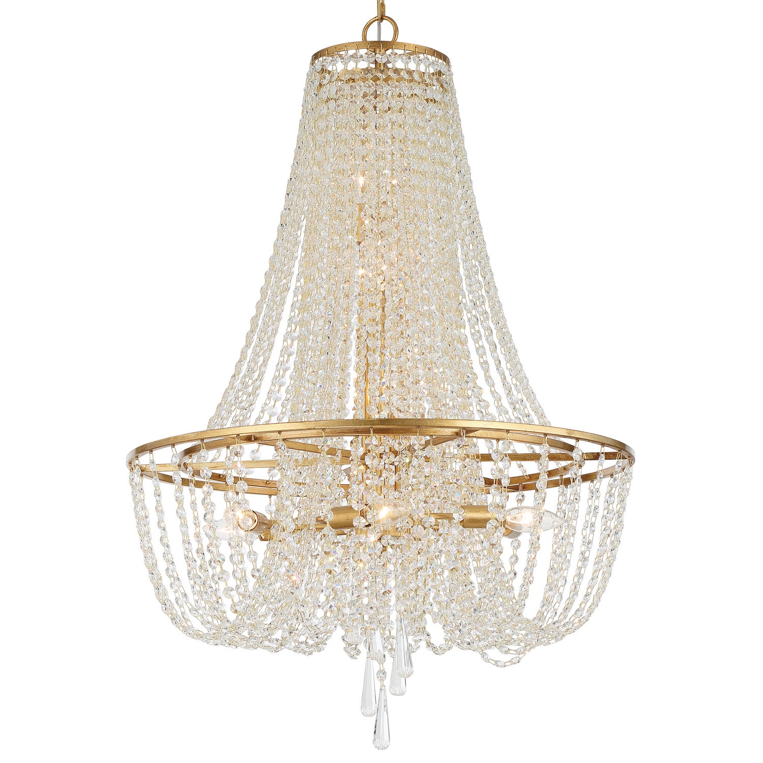 Crystorama - ARC-1917-GA-CL-MWP - Nine Light Chandelier - Arcadia - Antique Gold