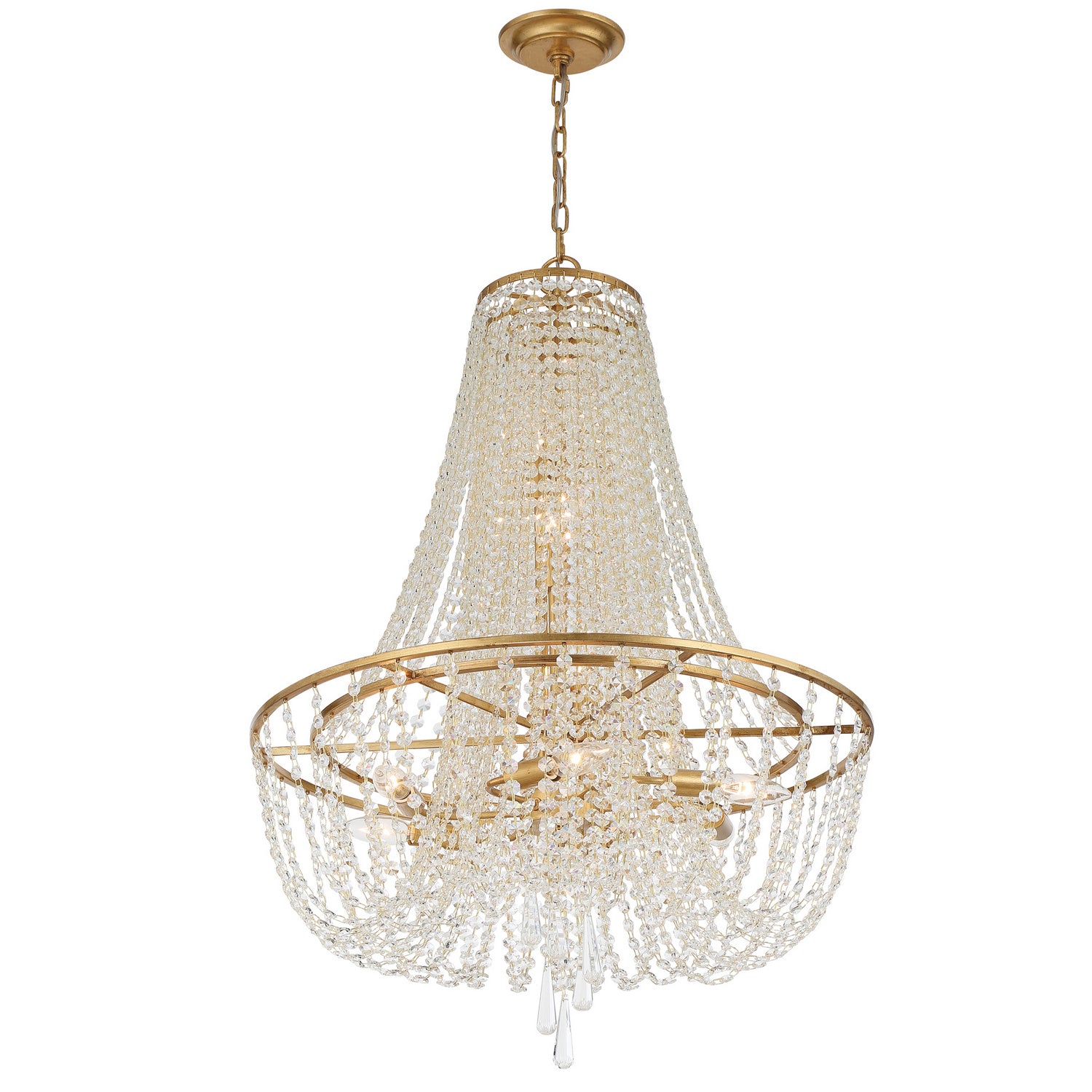 Crystorama - ARC-1917-GA-CL-MWP - Nine Light Chandelier - Arcadia - Antique Gold