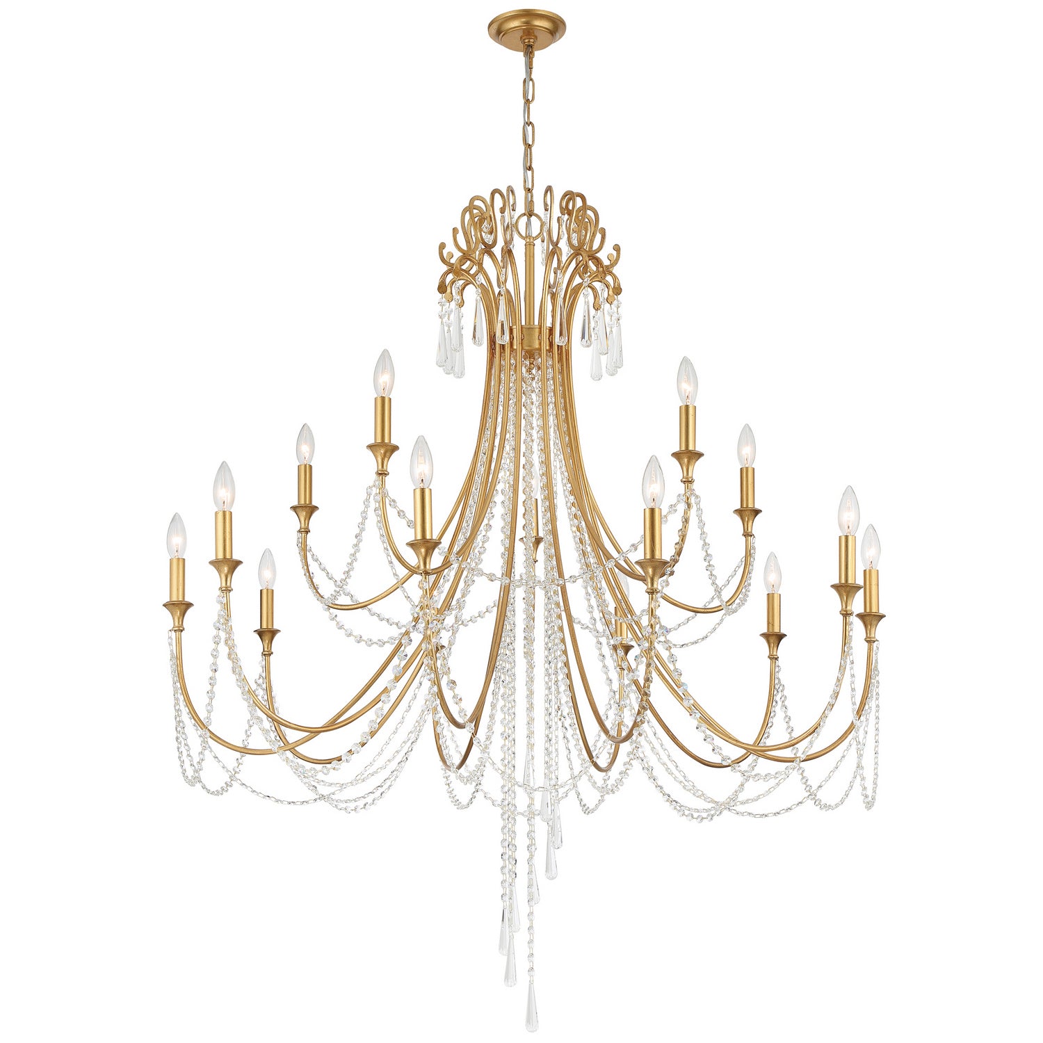 Crystorama - ARC-1919-GA-CL-MWP - 15 Light Chandelier - Arcadia - Antique Gold