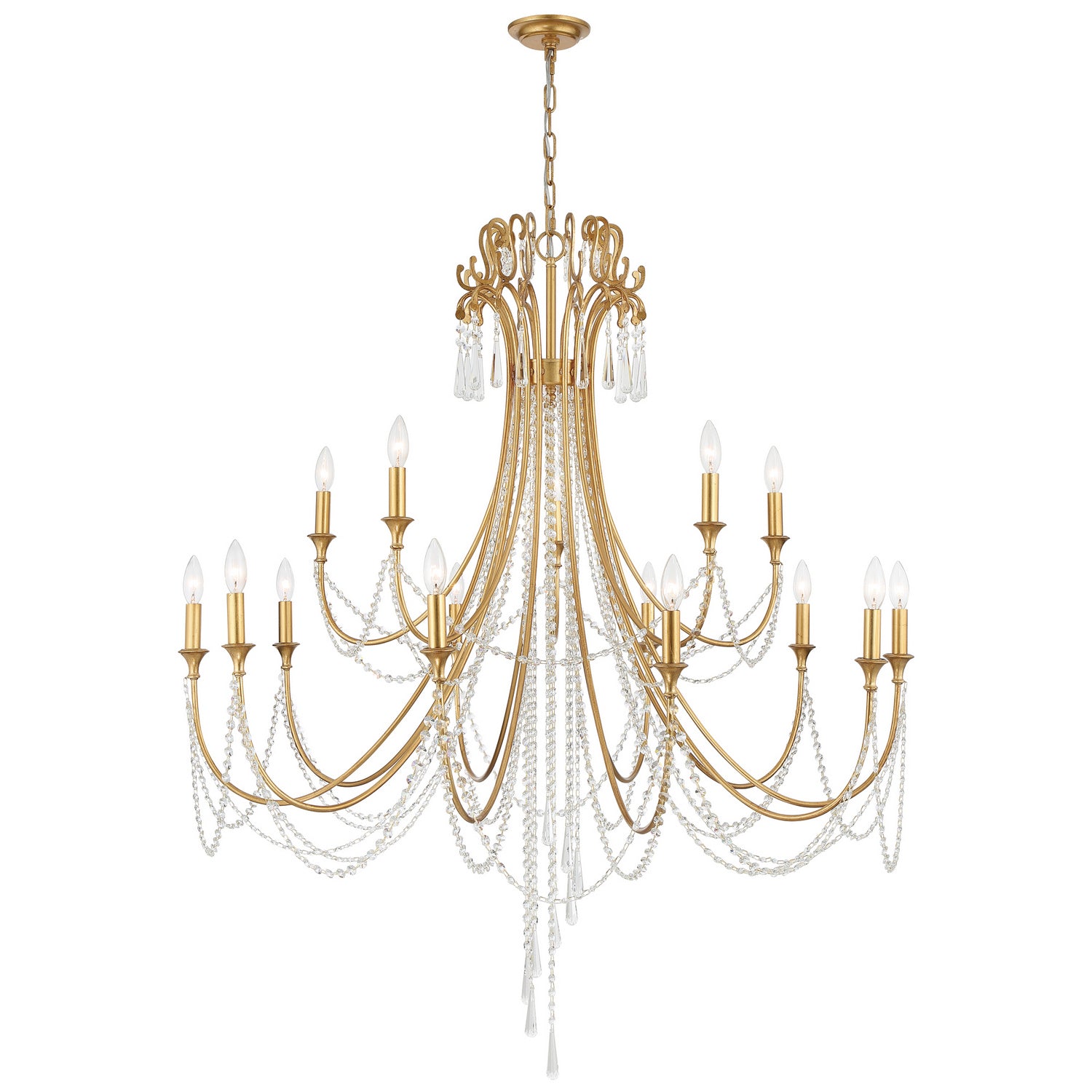 Crystorama - ARC-1919-GA-CL-MWP - 15 Light Chandelier - Arcadia - Antique Gold