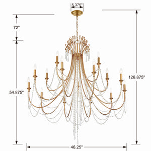 Crystorama - ARC-1919-GA-CL-MWP - 15 Light Chandelier - Arcadia - Antique Gold