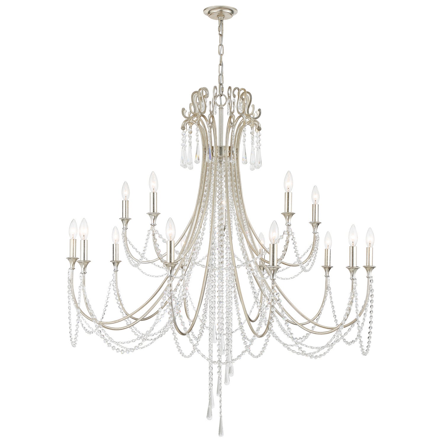 Crystorama - ARC-1919-SA-CL-MWP - 15 Light Chandelier - Arcadia - Antique Silver