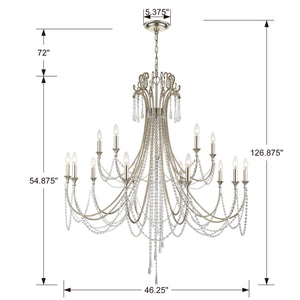 Crystorama - ARC-1919-SA-CL-MWP - 15 Light Chandelier - Arcadia - Antique Silver