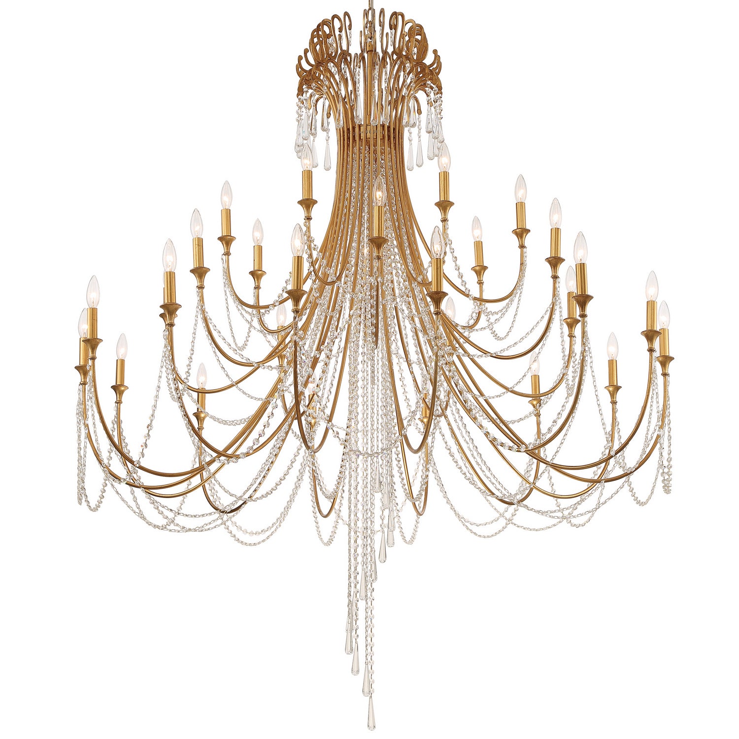 Crystorama - ARC-1929-GA-CL-MWP - 28 Light Chandelier - Arcadia - Antique Gold