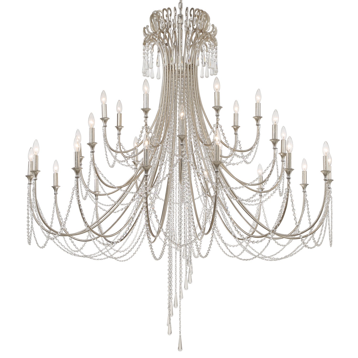 Crystorama - ARC-1929-SA-CL-MWP - 28 Light Chandelier - Arcadia - Antique Silver