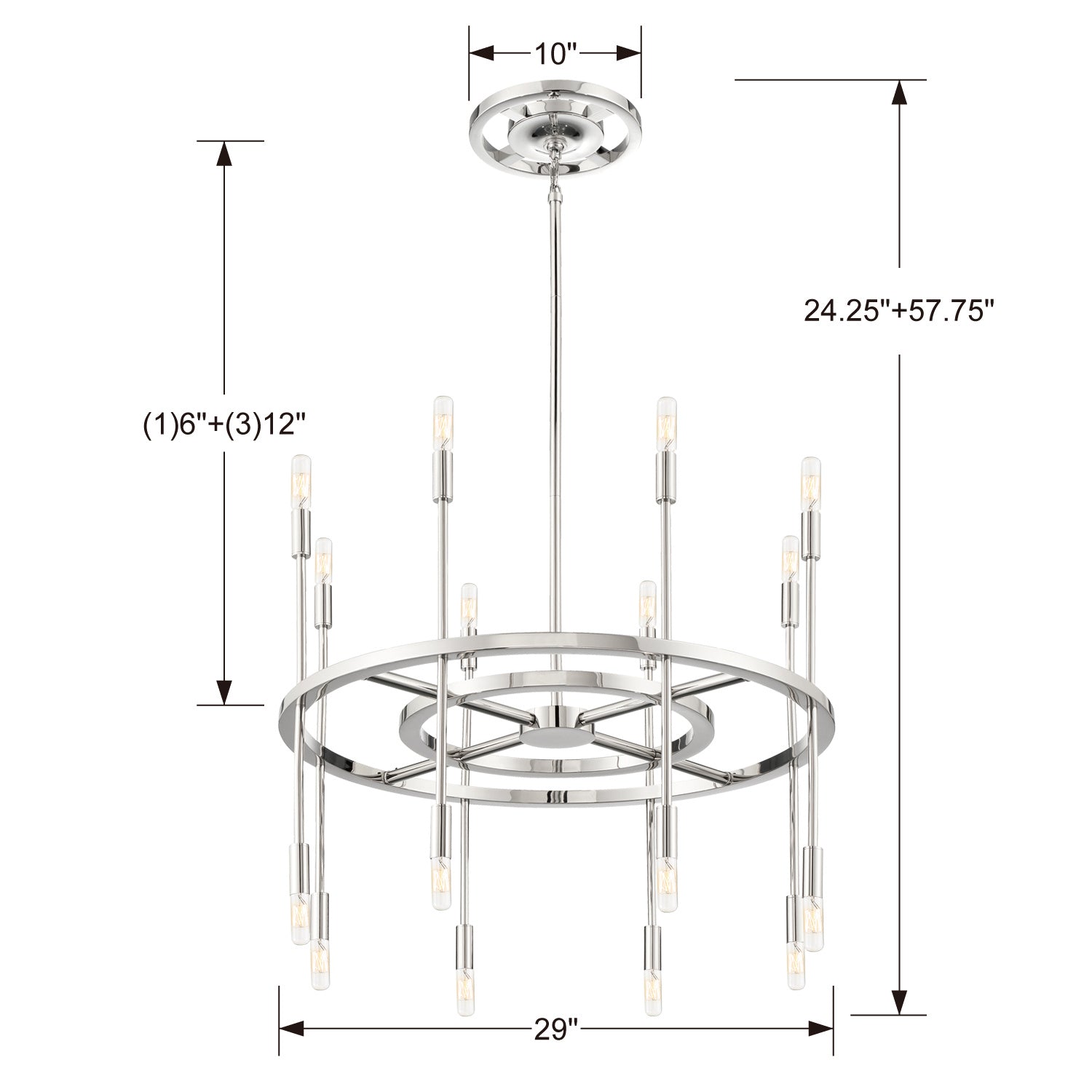 Crystorama - ARS-B4016-PN - 16 Light Chandelier - Aries - Polished Nickel