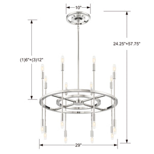 Crystorama - ARS-B4016-PN - 16 Light Chandelier - Aries - Polished Nickel