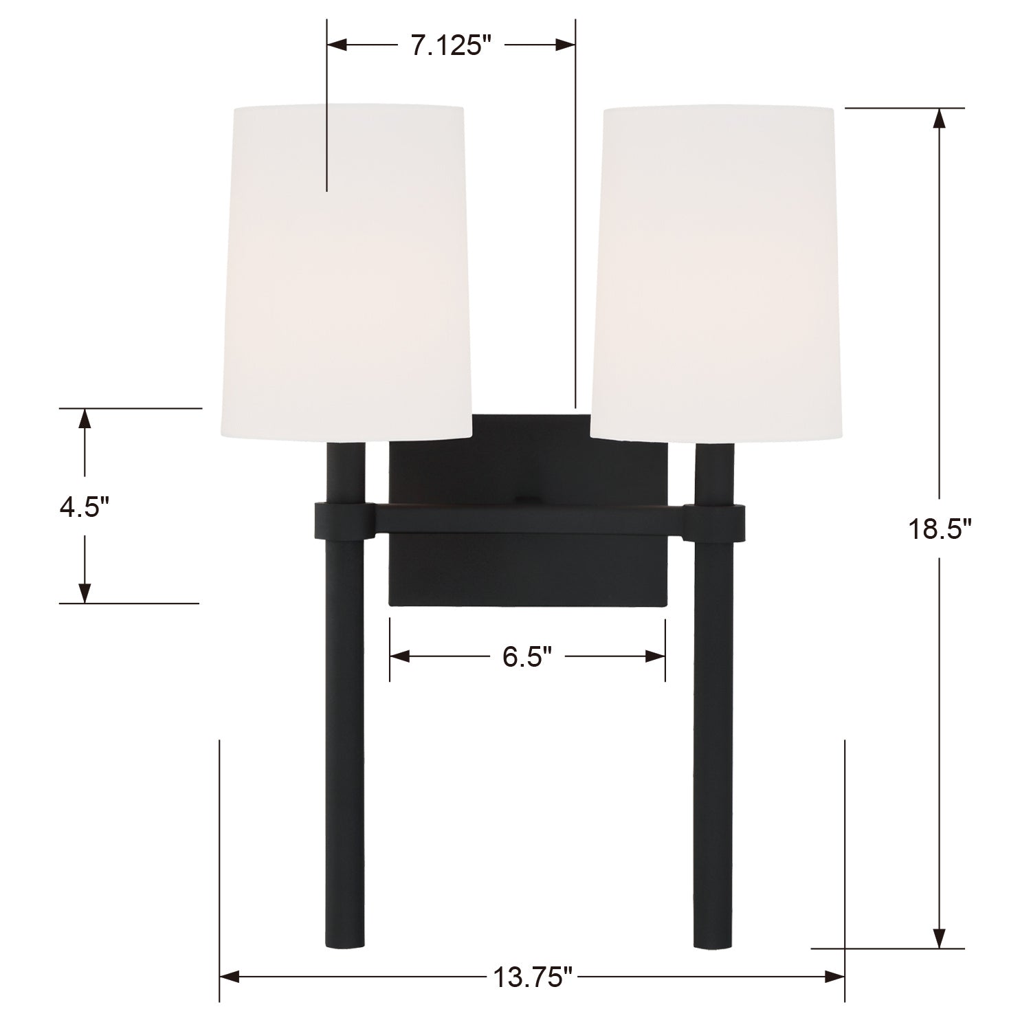 Crystorama - BRO-452-BF - Two Light Wall Sconce - Bromley - Black Forged