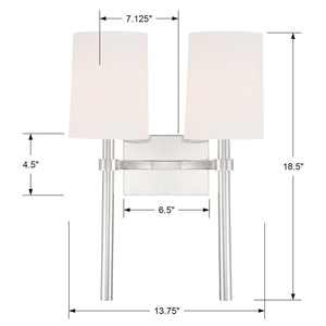 Crystorama - BRO-452-PN - Two Light Wall Sconce - Bromley - Polished Nickel