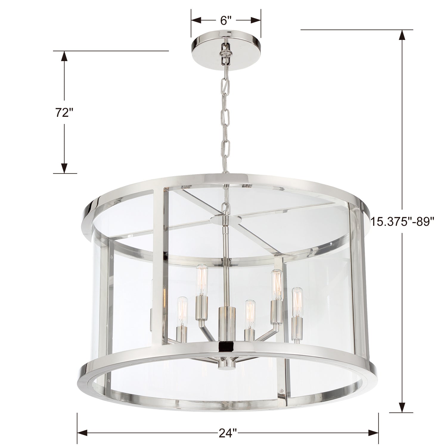 Crystorama - DEV-B8066-PN - Six Light Chandelier - Devon - Polished Nickel