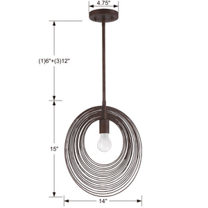 Crystorama - DOR-B7701-FB - One Light Pendant - Doral - Forged Bronze