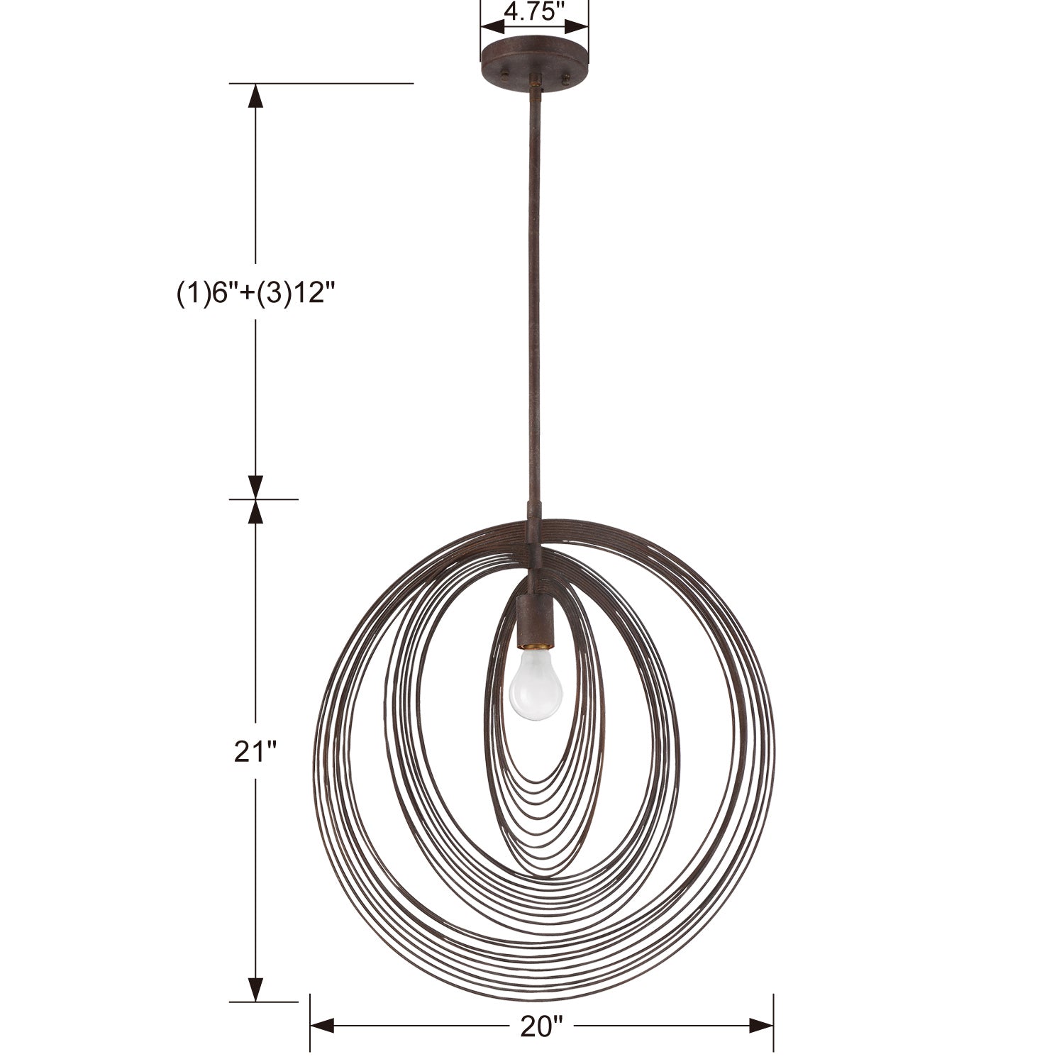 Crystorama - DOR-B7711-FB - One Light Pendant - Doral - Forged Bronze