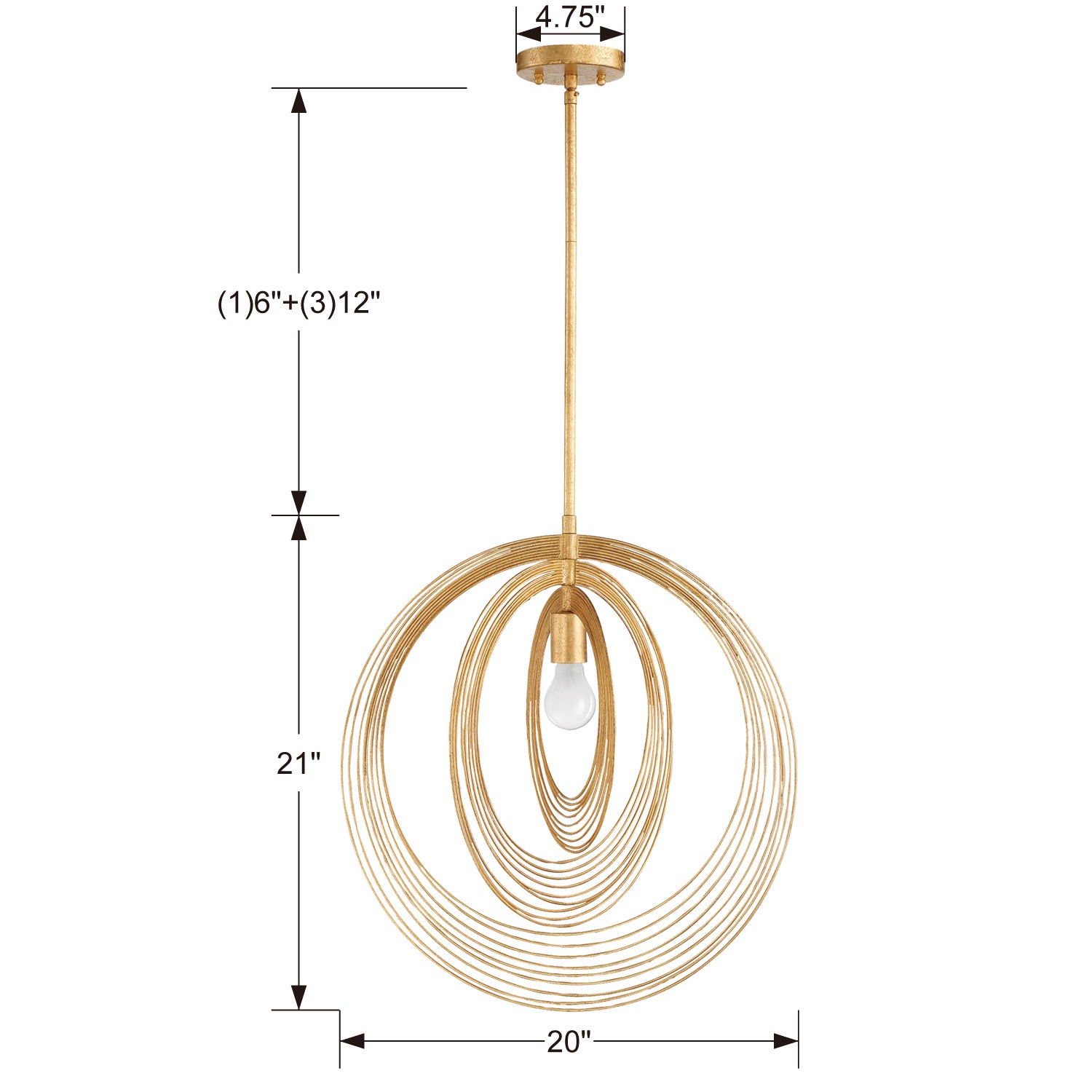 Crystorama - DOR-B7711-RG - One Light Pendant - Doral - Renaissance Gold