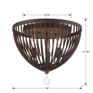 Crystorama - DUV-620-FB - Three Light Flush Mount - Duval - Forged Bronze