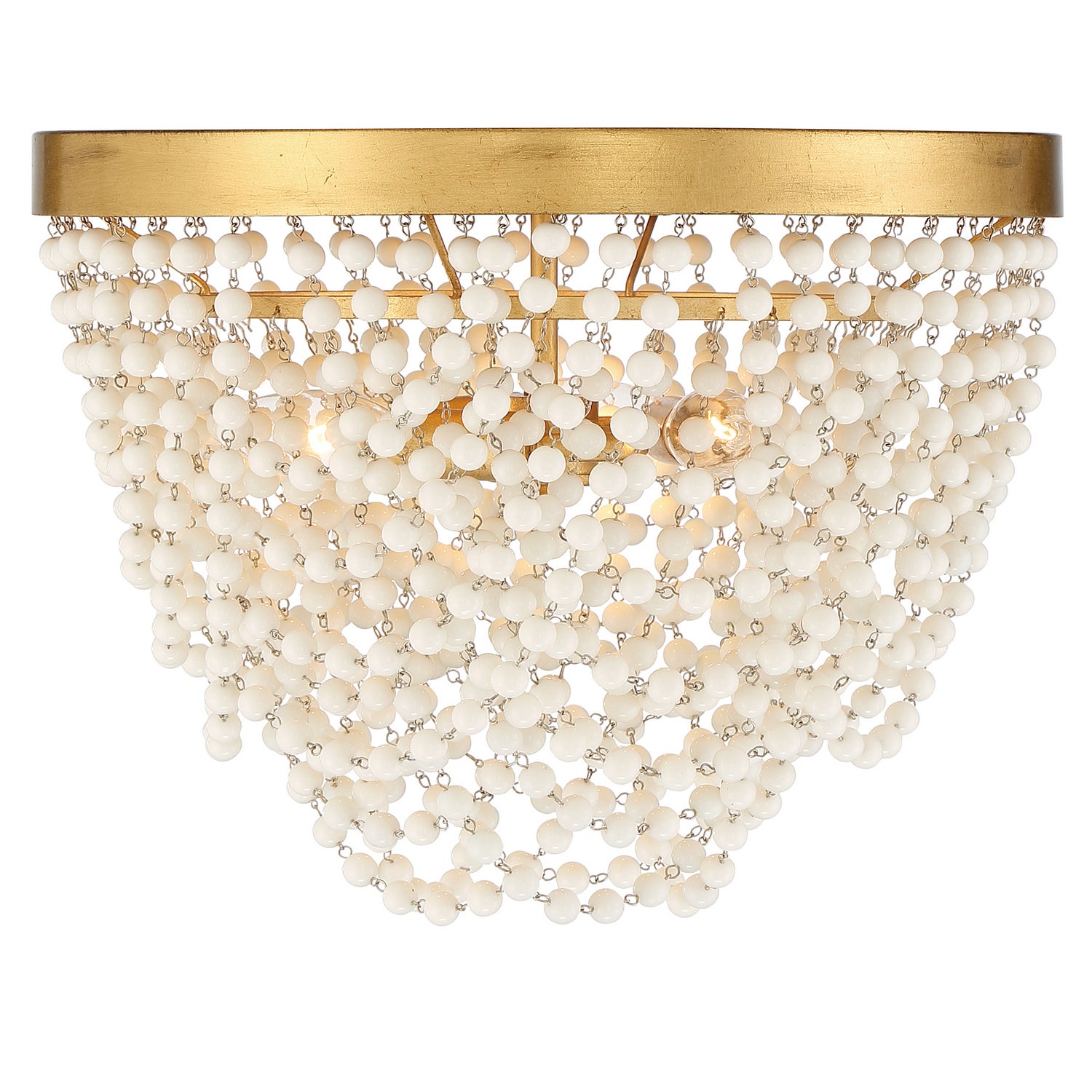 Crystorama - FIO-A9103-GA-WH - Three Light Flush Mount - Fiona - Antique Gold