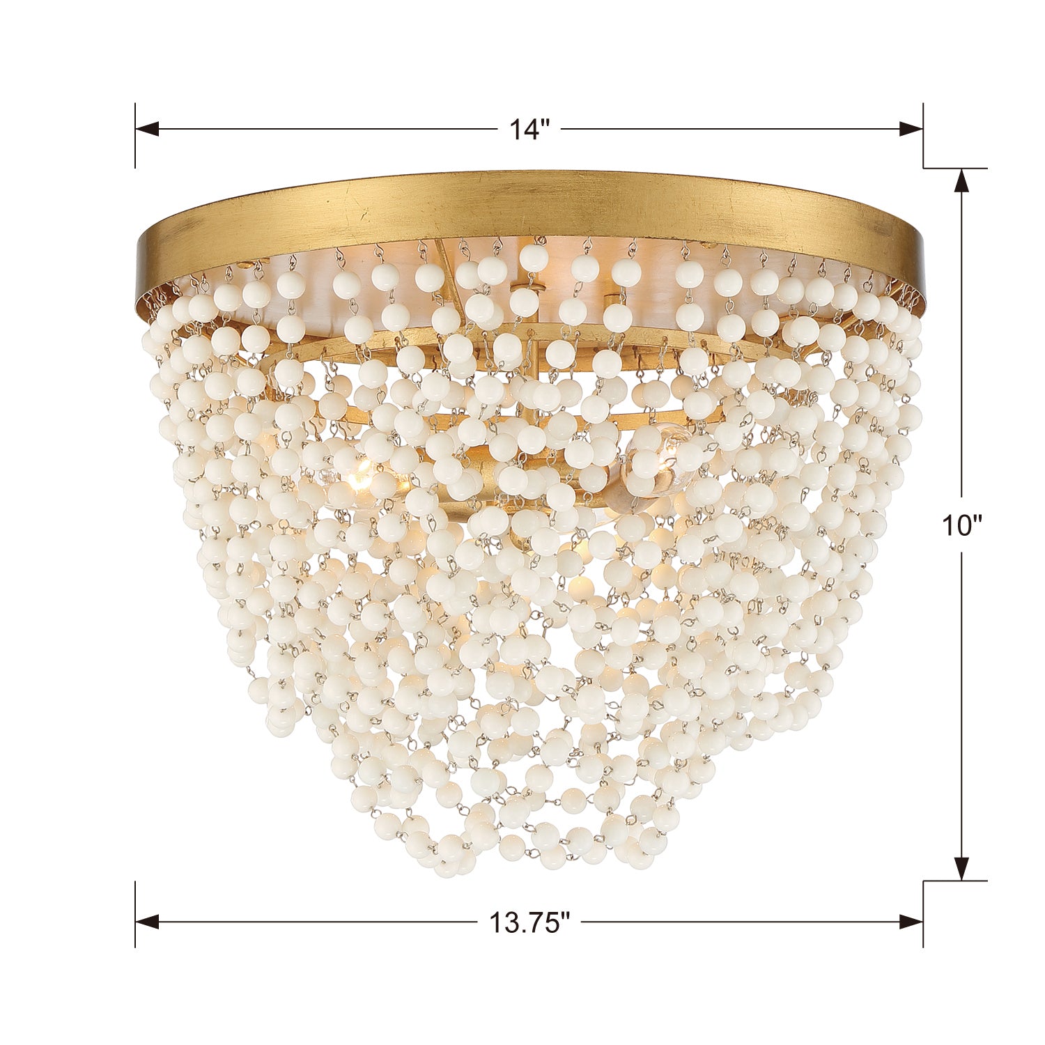 Crystorama - FIO-A9103-GA-WH - Three Light Flush Mount - Fiona - Antique Gold