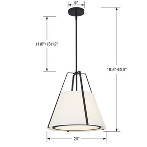 Crystorama - FUL-904-BK - Three Light Pendant - Fulton - Black