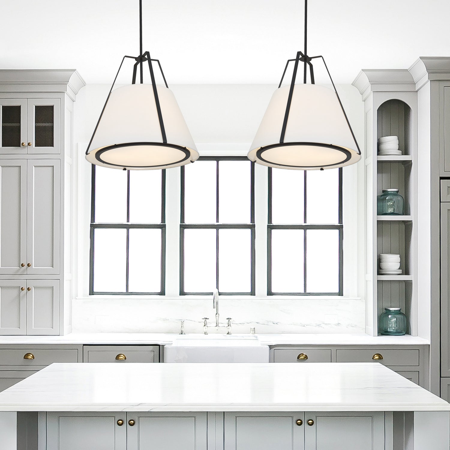 Crystorama - FUL-904-BK - Three Light Pendant - Fulton - Black