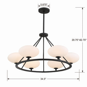 Crystorama - PKR-B8506-BF - Six Light Chandelier - Parker - Black Forged