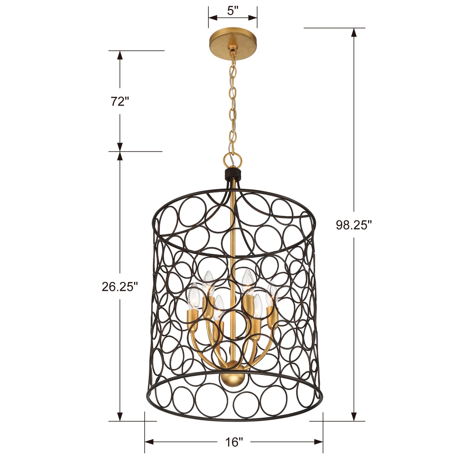 Crystorama - STM-B5106-BZ-GA - Six Light Mini Chandelier - Stemmons - Bronze / Antique Gold