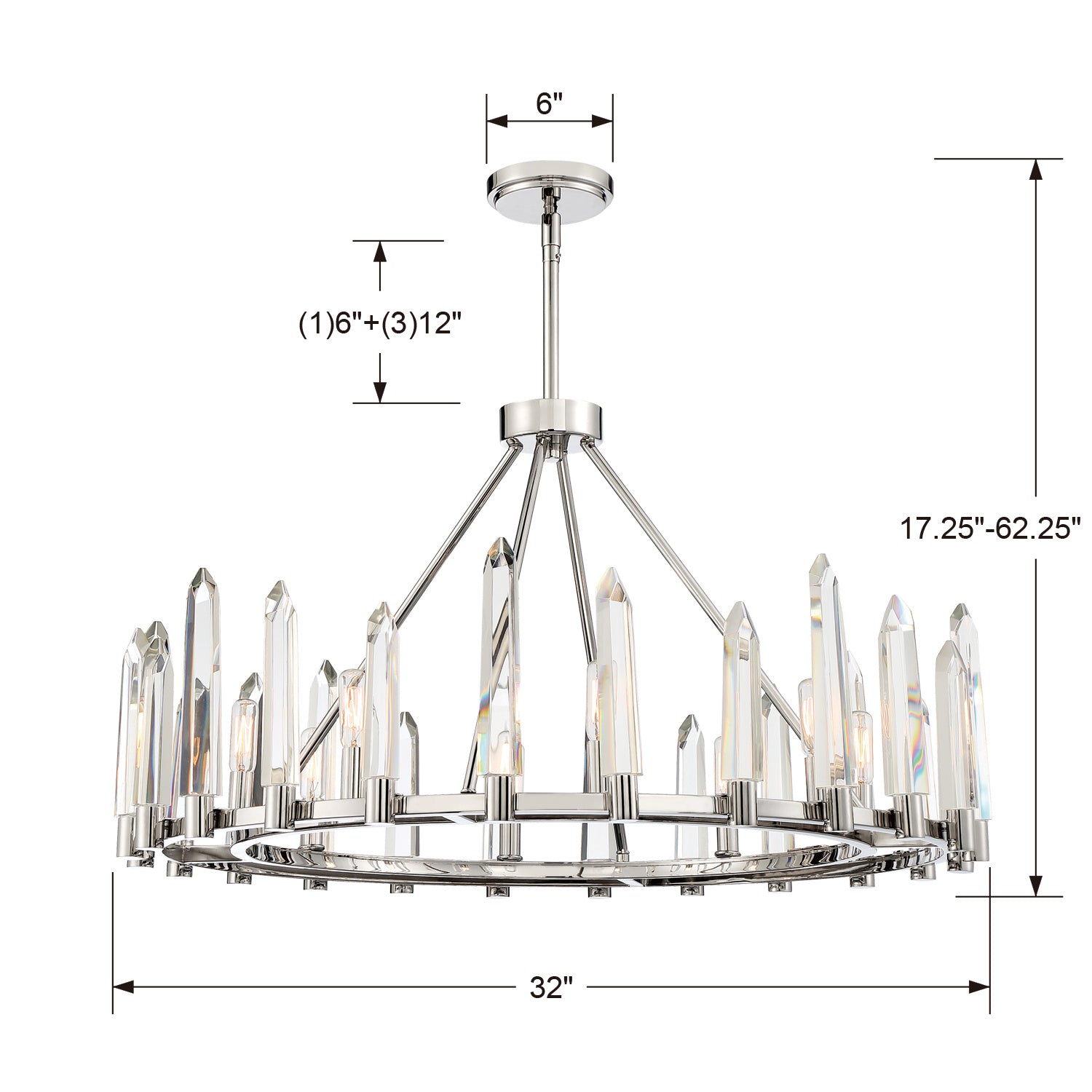 Crystorama - WAT-B2008-PN - Eight Light Chandelier - Watson - Polished Nickel