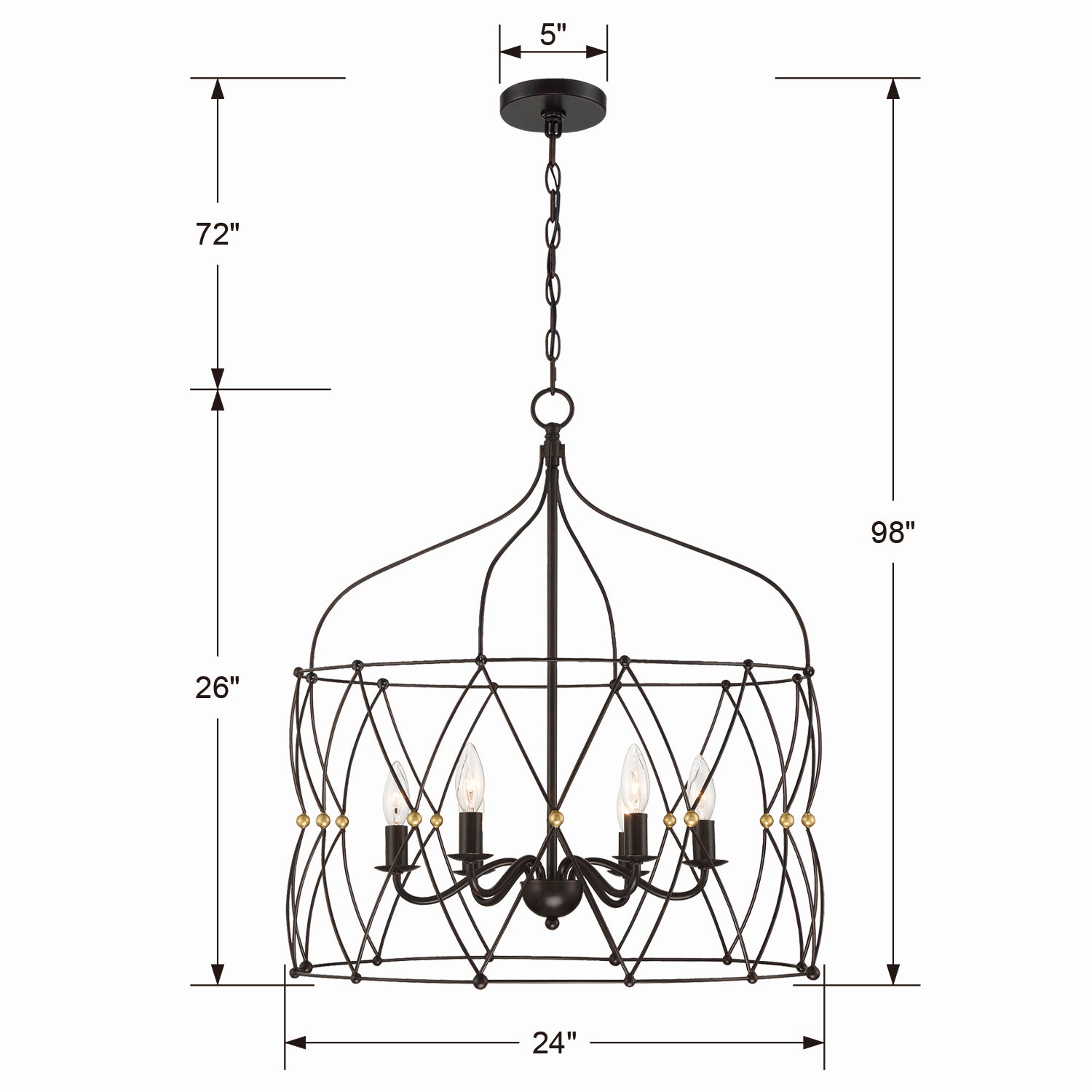 Crystorama - ZUC-A9035-EB-GA - Six Light Chandelier - Zucca - English Bronze / Antique Gold