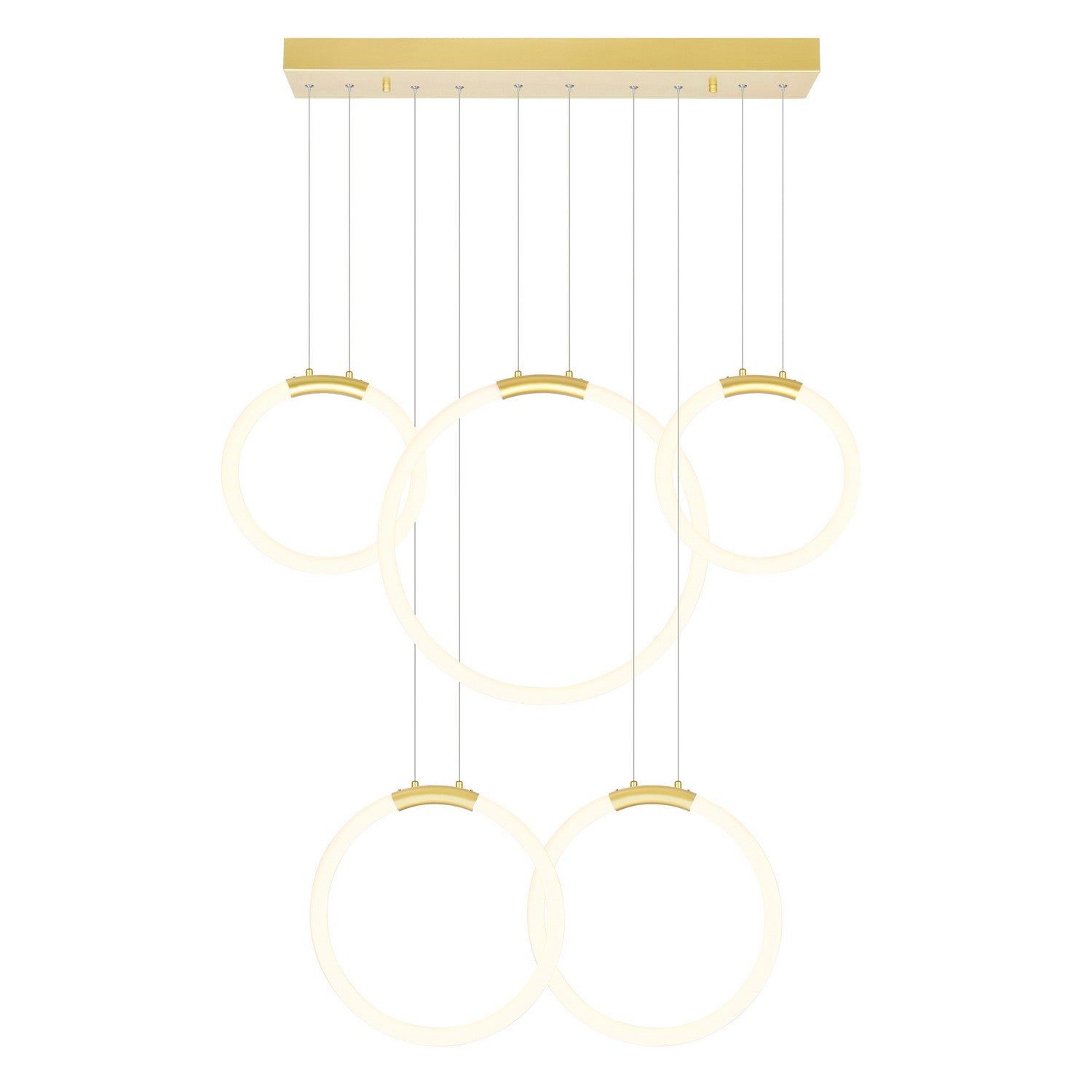 CWI Lighting - 1273P44-5-602-RC - LED Chandelier - Hoops - Satin Gold