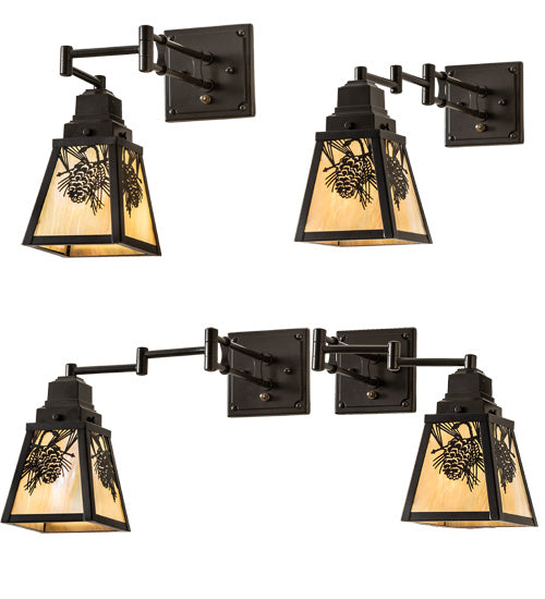 Meyda Tiffany - 235906 - One Light Swing Arm Wall Sconce - Winter Pine - Timeless Bronze