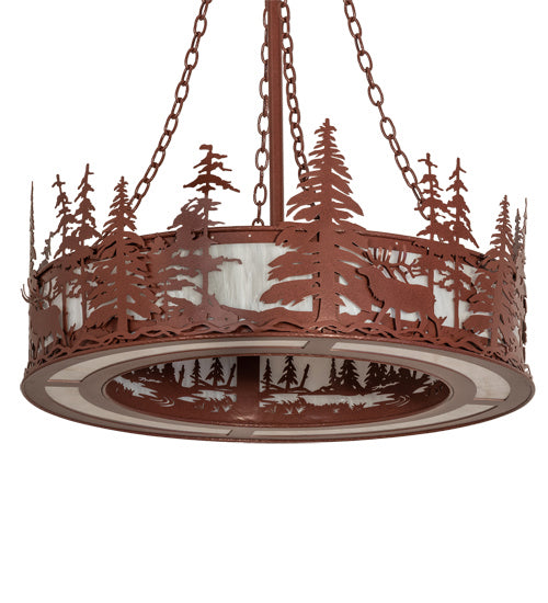 Meyda Tiffany - 238683 - Eight Light Pendant - Elk At Dusk - Rust