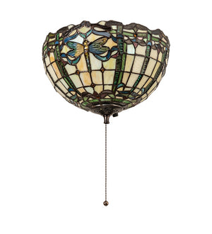 Meyda Tiffany - 240007 - Three Light Fan Light - Tiffany Dragonfly - Mahogany Bronze