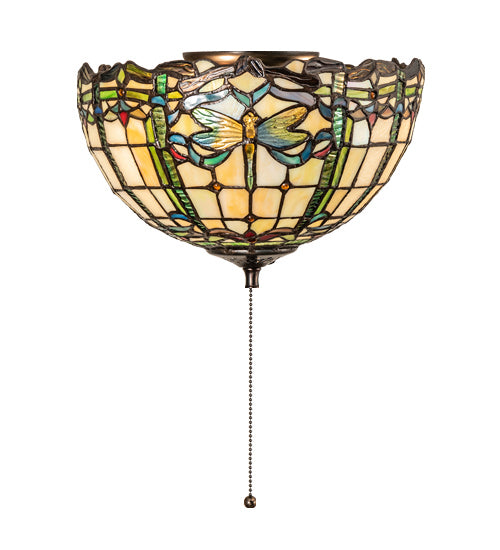 Meyda Tiffany - 240007 - Three Light Fan Light - Tiffany Dragonfly - Mahogany Bronze