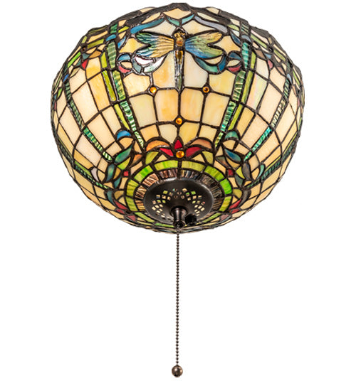 Meyda Tiffany - 240007 - Three Light Fan Light - Tiffany Dragonfly - Mahogany Bronze