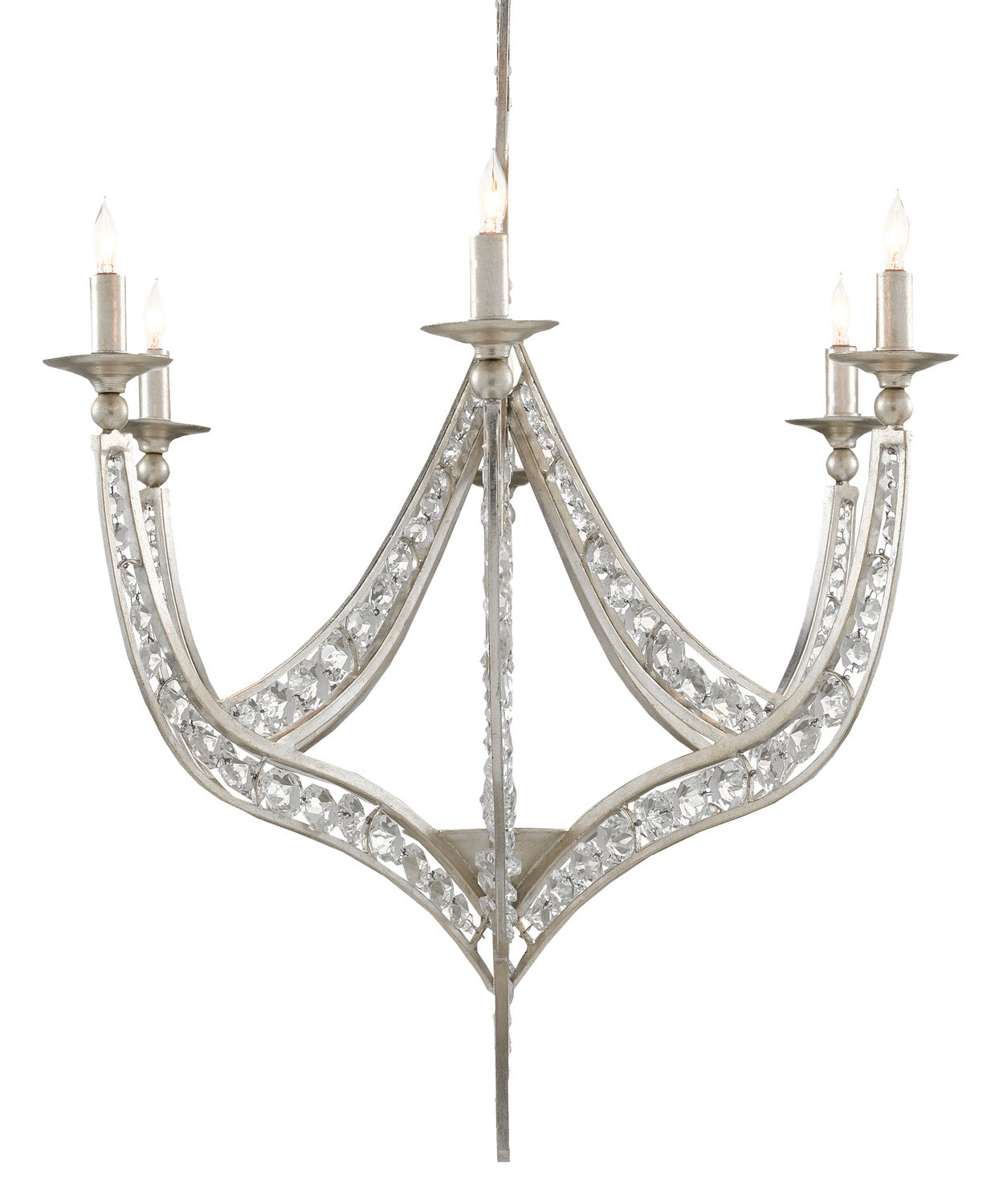 Currey and Company - 9000-0725 - Six Light Chandelier - Firebird - Contemporary Silver Leaf